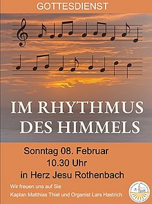 Plakat zur Veranstaltung im Rhythmus des Himmels am 8.2.2026 um 10.30 Uhr in der Herz-Jesu Kirche Rothenbach 